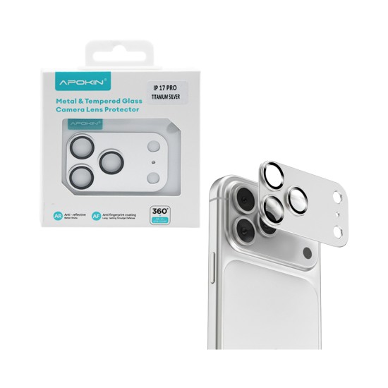 Protetor de Lente de Câmera de Vidro Temperado Para Apple iPhone 17 Pro Prata